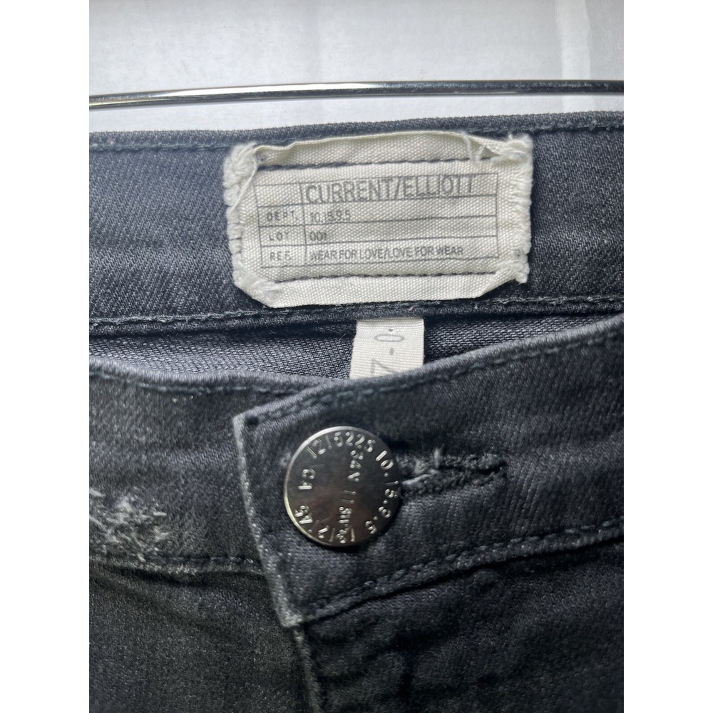 Current/Elliott The Cropped Straight Townhouse Destroy with Let Out Hem Black 27